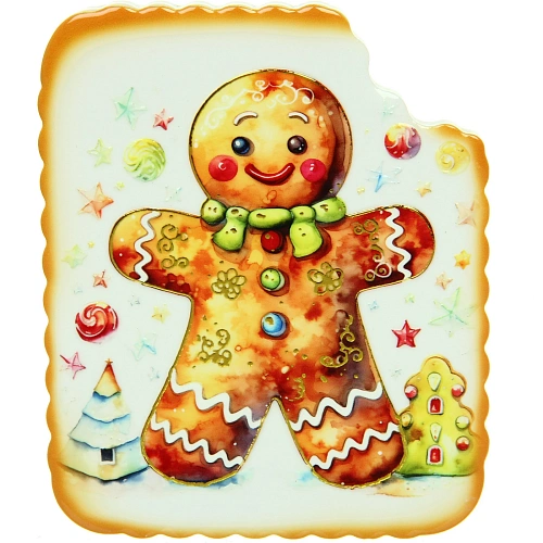 Подставка под кружку керамическая 9*10,8см "Печенька" пряничный человечек у ёлки