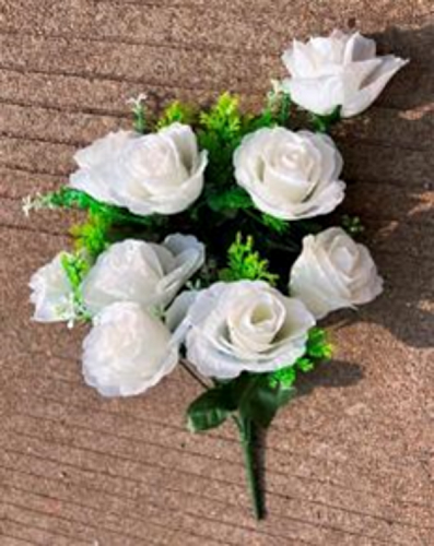 Букет цветов 40см "Роза" открытый бутон белый 9 цветков
