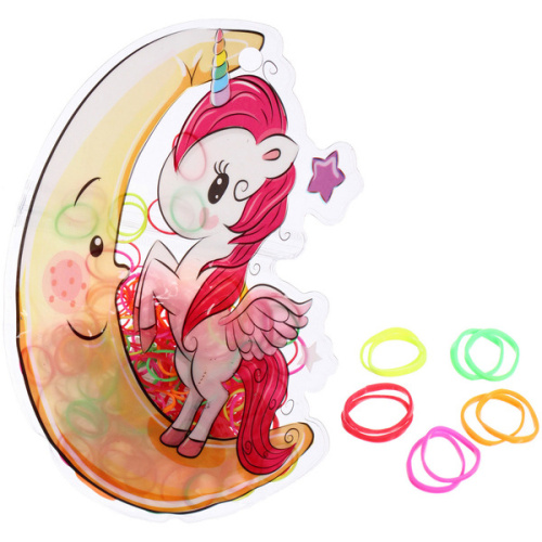 Резинки для волос детские силиконовые 200шт "ФРАТТИ БУМ", Единороже на Луне, 17*11см