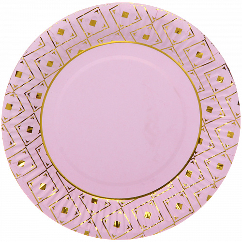 Тарелка бумажная 18 см в наборе 10 шт "Элегант", розовый