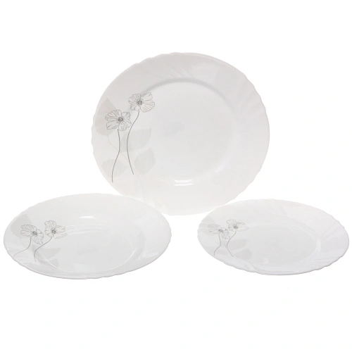 Набор столовой посуды 18 предметов "Цветы" (3вида тарелок)