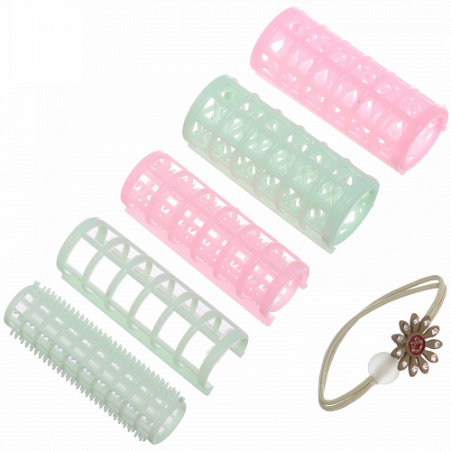 Бигуди в наборе 4шт с резинкой для волос "Beauty Room", цвет розовый и мятный, 7см.