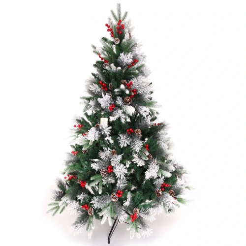 Елка "Грация" 150 см, ПВХ, леска, резина с белым напылением (шишки и ягоды), 541 ветка