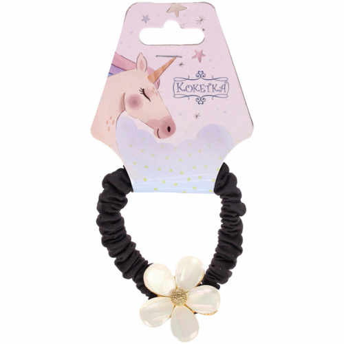 Резинка для волос 1шт "Франка", цвет черный, ромашка, d-5,5см