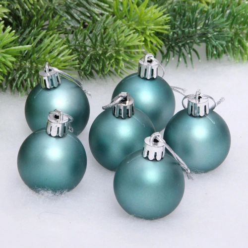 Новогодние шары 4 см (набор 6 шт) "Матовый", темный нефрит