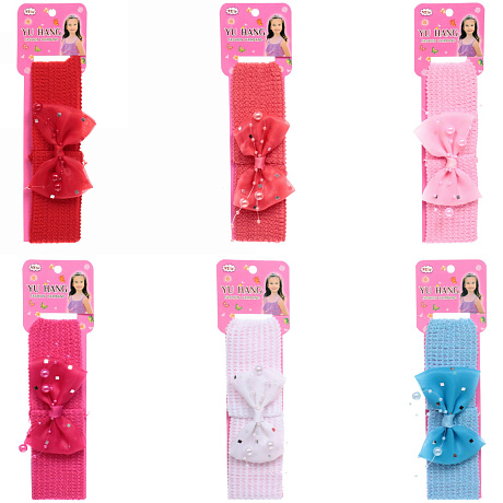 Повязка на голову детская на блистере "Little Krasa - Эшли", 6 цветов, 3,5*17 см