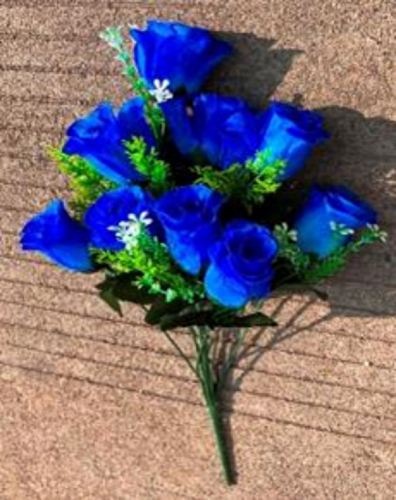 Букет цветов 40см "Роза" синий 9 цветков