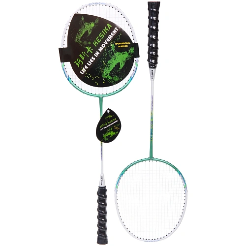Бадминтон в наборе K-1388, 3 предмета 2 металлические ракетки 65 см, чехол (цвет зелёный)_4