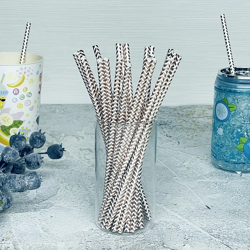 Трубочка для коктейля "Зигзаг" 19,5 см d-6 мм (набор 25 шт), Розовое золото