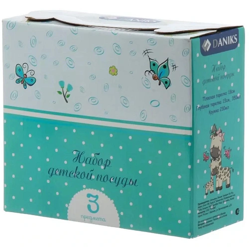 Набор посуды керамика, 3 шт, Ёжик, тарелка 175 см, салатник 15 см350 мл, кружка 230 мл, Daniks_3