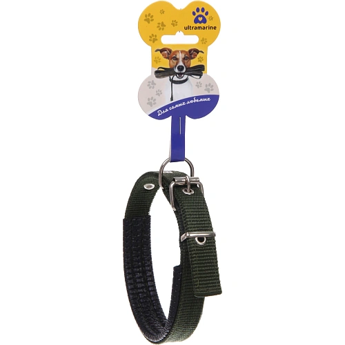 Ошейник для собак однотонный "ЗООЛЕНД БРО", цвет хаки, 2*46см (бирка)